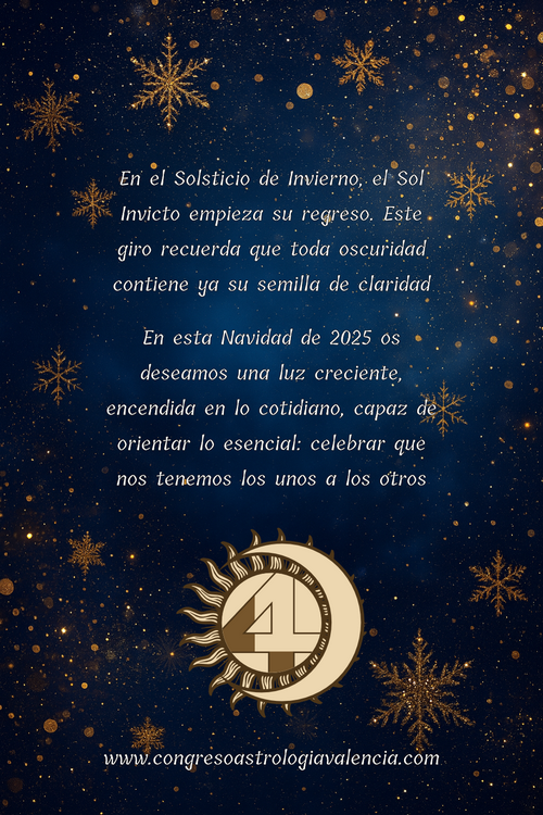 En el solsticio de invierno, el Sol invicto empieza su regreso. Este giro recuerda que toda oscuridad contiene ya su semilla de claridad En esta Navidad de 2025 os deseamos una luz creciente, encendida en lo cotidiano, capaz de orientar lo esencial: celebrar que nos tenemos los unos a los otros